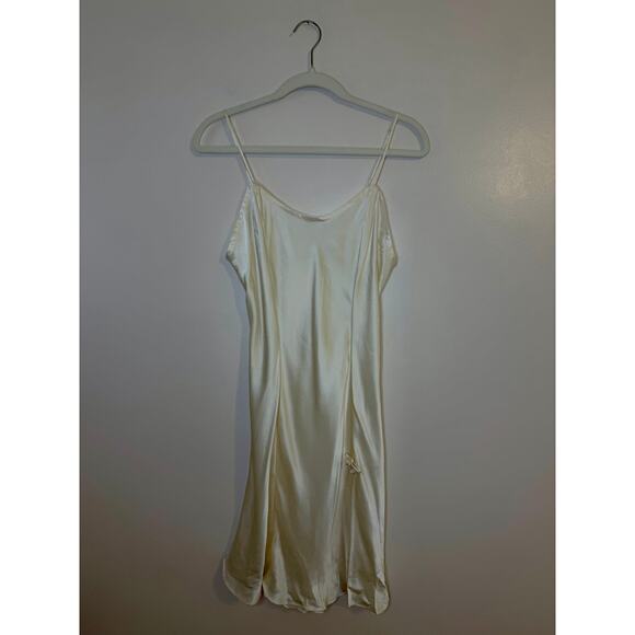 VTG Gold Label Victorias Secret 100% Silk Ivory Chemise Slip Dress Lingerie Med - Picture 1 of 8